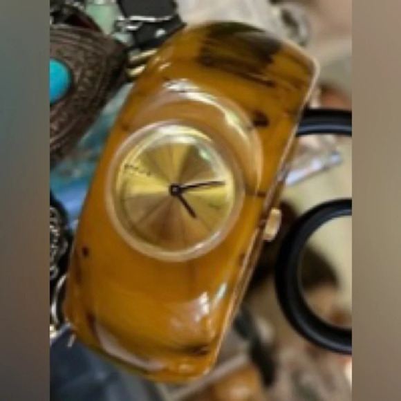 ENDURA BAKELITE Vintage 1940s Mississippi Mud Clamper Cuff Bangle Watch RARE - Picture 2 of 5